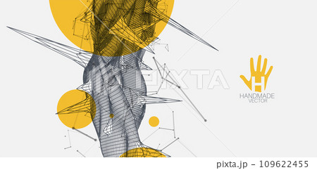 Wireframe science background with plexus effect. Futuristic handmade vector. Wireframe science background with plexus effect. Futuristic handmade vector. 109622455