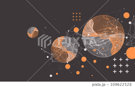 Modern science or technology elements. Trendy abstract background. Cyberspace surface illustration. Hand drawn vector. 109622528