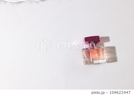 Beauty product bottle in water with copy space background on white background 109622947
