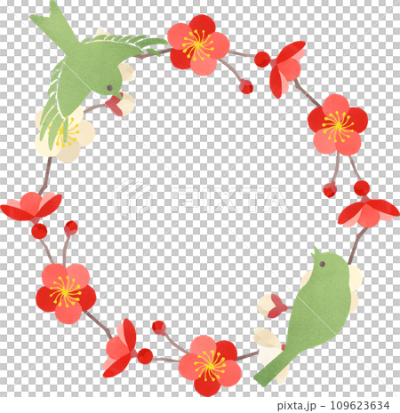 李子和鶯的圓形框架 李子和鶯的圓形框架 109623634