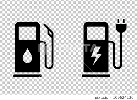 加油站汽油和電動車充電圖標 109624136