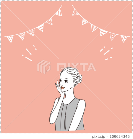 Stylish upper body of a woman with her hair tied up softly 109624346