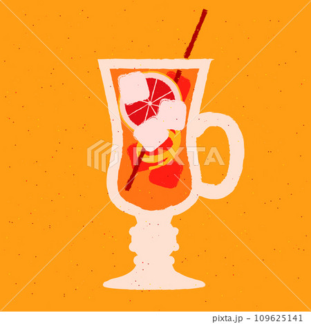 Hot drinks. Cocktail glass with handle. Orange refreshing alcohol drink with citrus. Wine 109625141