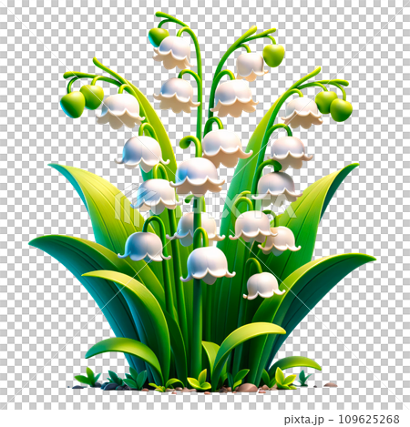 Lily of the valley flower illustration. PNG. AI generated image. 109625268