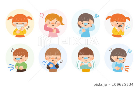 子供の様々な体調不良のイラスト素材 子供の様々な体調不良のイラスト素材 109625334