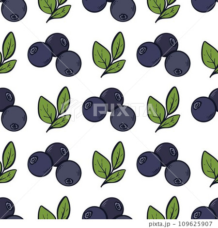 Fresh ripe blueberries seamless pattern 109625907