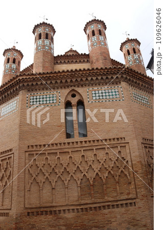 Exterior facade and dome of the church of San Pedro in the Mudejar style, 109626046