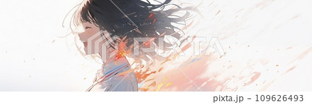 横顔の女学生イラスト カラフル AI画像 横顔の女学生イラスト カラフル AI画像 109626493