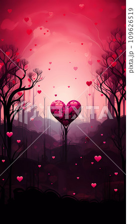 AI-generated content. Cartoon Style Illustration of a Romantic Landscape 109626519