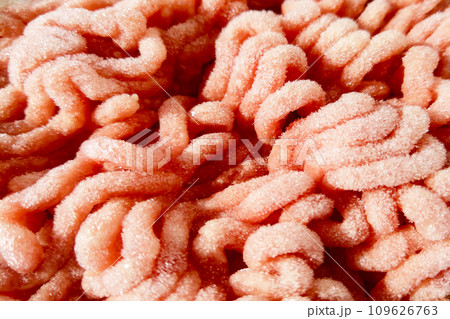 Close-up on the texture of frozen minced meat. 109626763