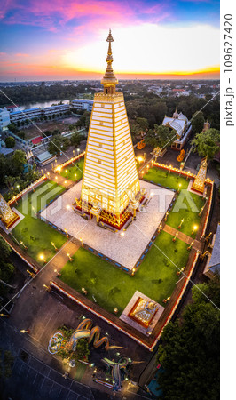 Aerial view of Wat Phra That Nong Bua, in Ubon, Thailand 109627420