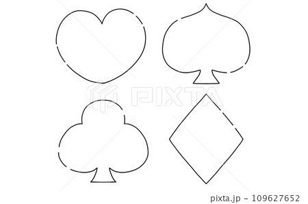 ゆるめシンプルトランプマークセット　線画 109627652