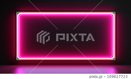 Neon frame on black background. Generative AI 109627723