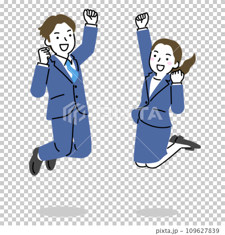 ジャンプする男女　ビジネス 109627839