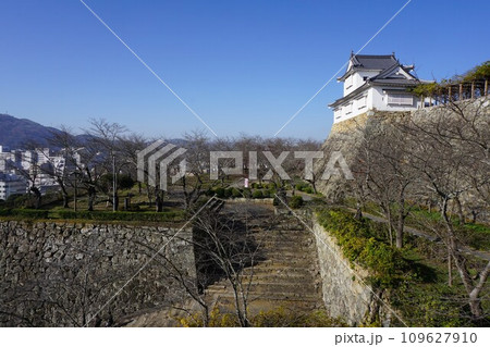 岡山県津山市にあるさくら名所100選のひとつ「鶴山公園(津山城趾)」:備中やぐら 岡山県津山市にあるさくら名所100選のひとつ「鶴山公園(津山城趾)」:備中やぐら 109627910