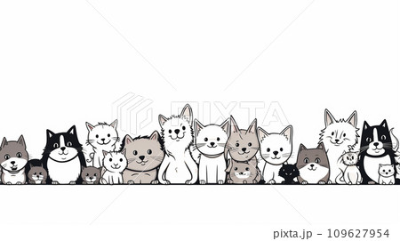 illustration happy cats background. Generative AI. 109627954