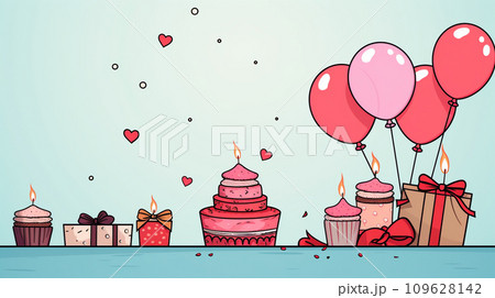 Happy birthday background with copyspace. Generative AI Happy birthday background with copyspace. Generative AI 109628142
