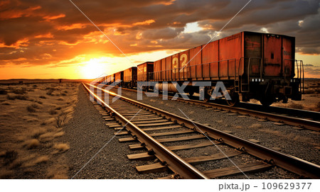 Freight train. Import and Export concept. Generative AI Freight train. Import and Export concept. Generative AI 109629377