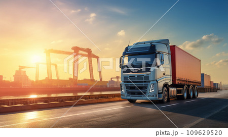 Cargo container truck. Business concept. Transportation concept. Generative AI 109629520