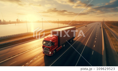 Cargo container truck. Business concept. Transportation concept. Generative AI 109629523