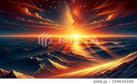 精進湖に沈む夕日 109630289