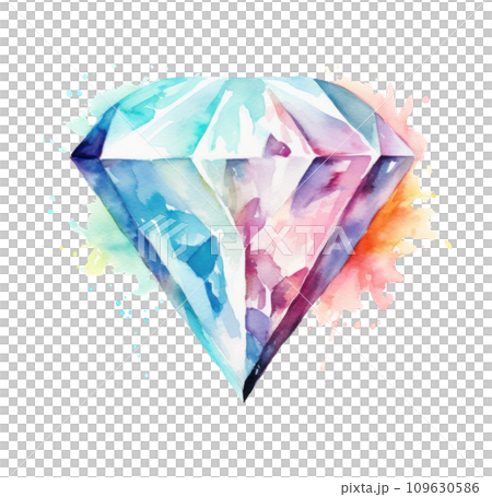 an abstract watercolor image of a diamond on a white background 109630586