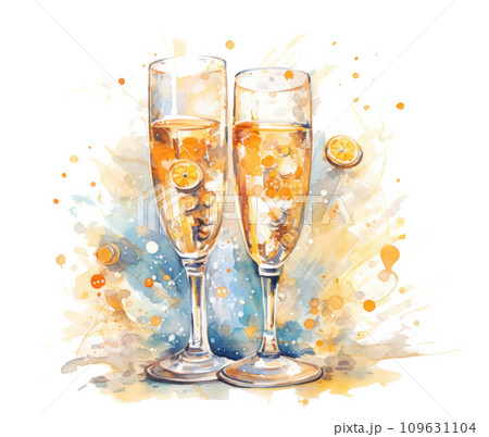 an art illustration of three glasses of champagne isolated 109631104