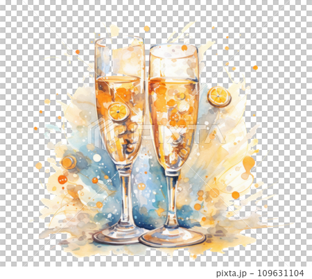 an art illustration of three glasses of champagne isolated 109631104