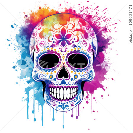 splatter sugar skull art splatter sugar skull art 109631471