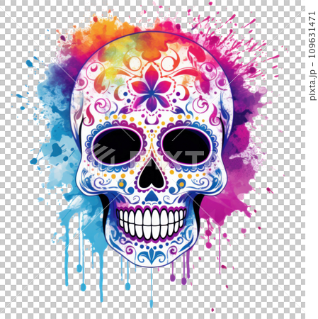 splatter sugar skull art 109631471