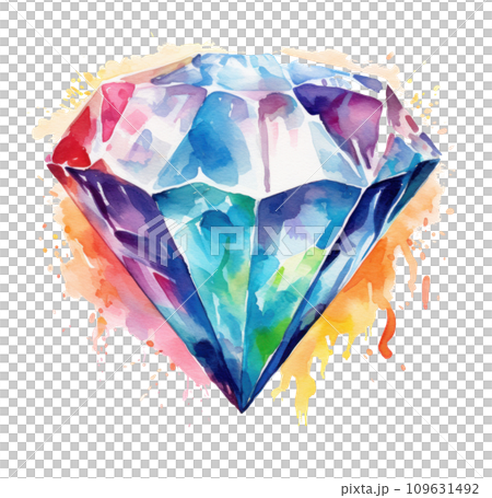 an abstract watercolor image of a diamond on a white background an abstract watercolor image of a diamond on a white background 109631492