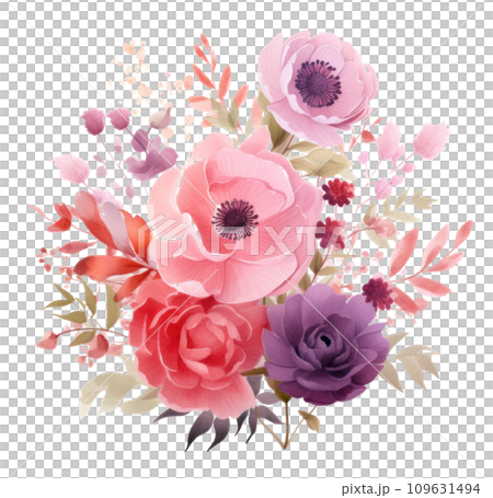 cute watercolor tulip flower bouquet in basket isolated cute watercolor tulip flower bouquet in basket isolated 109631494