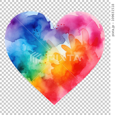 a rainbow heart sticker with multiple colors on it 109631518