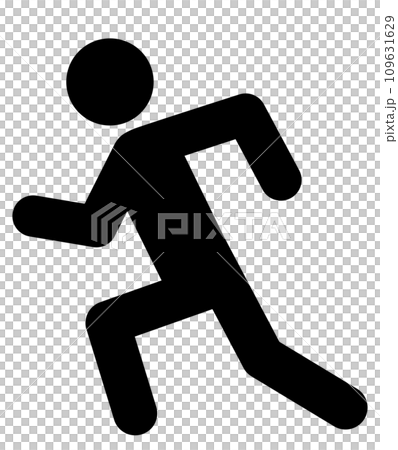 速く走る人物のシンプルなアイコン 109631629