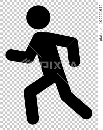 ランニングをする人物のシンプルなアイコン 109631630
