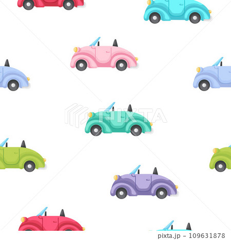 Cute children's seamless pattern with cars. Creative kids texture for fabric, wrapping, textile, wallpaper, apparel. Vector illustration Cute children's seamless pattern with cars. Creative kids texture for fabric, wrapping, textile, wallpaper, apparel. Vector illustration 109631878