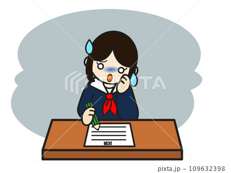 試験が分からなくて青ざめる女子学生 109632398