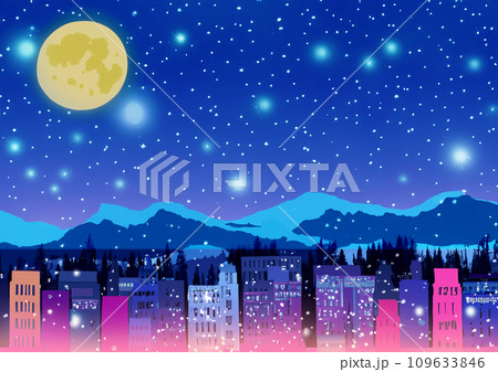 夜空の輝く都市風景 109633846