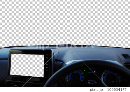 小貨車駕駛視角的影像（透明前視圖、透明導航螢幕、無引擎蓋、無儀表指針） 109634175