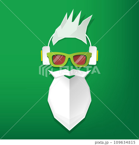 Christmas hipster poster for party or greeting card. Vector illustration. Santa Hipster Claus isolated on green background. vector merry christmas paper style art design template Christmas hipster poster for party or greeting card. Vector illustration. Santa Hipster Claus isolated on green background. vector merry christmas paper style art design template 109634815