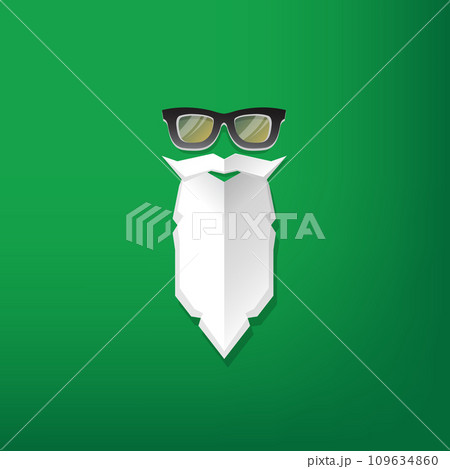 Christmas hipster poster for party or greeting card. Vector illustration. Santa Hipster Claus isolated on green background. vector merry christmas paper style art design template Christmas hipster poster for party or greeting card. Vector illustration. Santa Hipster Claus isolated on green background. vector merry christmas paper style art design template 109634860