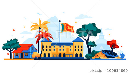Views of south asia - modern colored vector illustration Views of south asia - modern colored vector illustration 109634869