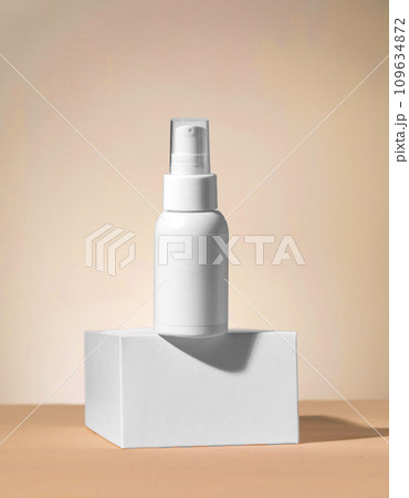 cosmetic product mockup on geometric podium. Background for presentation of cosmetic 109634872