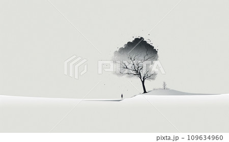 最小要素で表現した凍てつくような雪景色