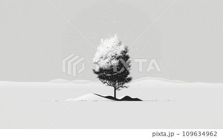 最小要素で表現した凍てつくような雪景色