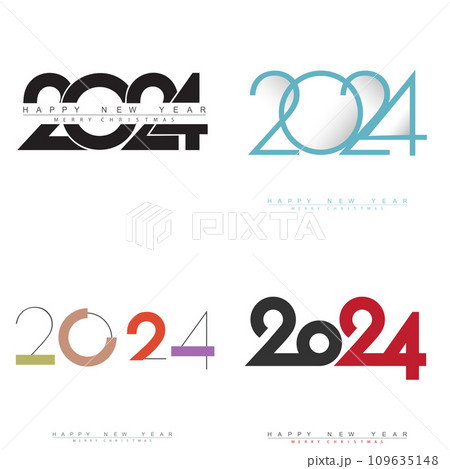 Modern Happy New Year 2024 design set. Greeting concept for 2024 new year celebration. Vector Modern Happy New Year 2024 design set. Greeting concept for 2024 new year celebration. Vector 109635148