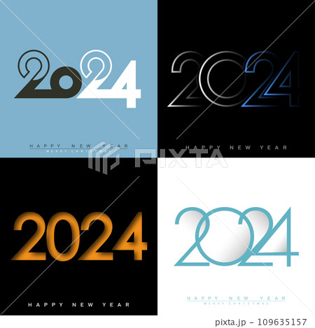 Modern Happy New Year 2024 design set. Greeting concept for 2024 new year celebration. Vector 109635157