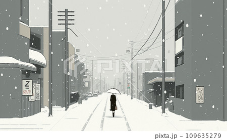 東京の雪の日の朝の静寂