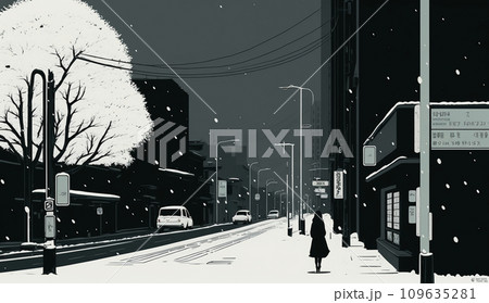 東京の雪の日の朝の静寂