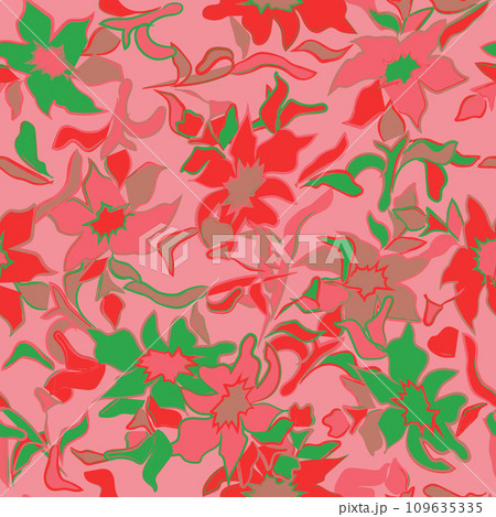 Hand drawn floral seamless pattern. Children abstract and floral design in doodle style. Vector illustration. Hand drawn floral seamless pattern. Children abstract and floral design in doodle style. Vector illustration. 109635335